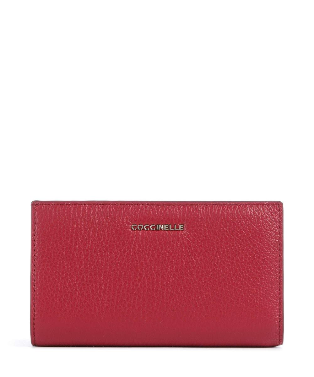 

Мягкий кошелек металлик из зерненой кожи Coccinelle, красный