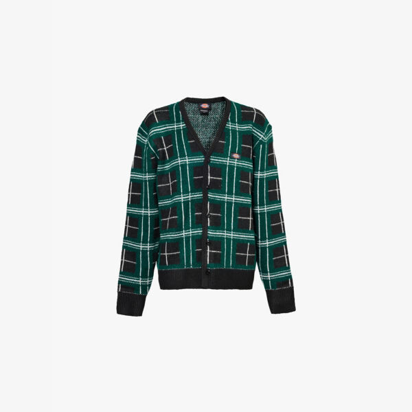 

Вязаный кардиган в клетку с фирменной аппликацией Stevensville Dickies, черный