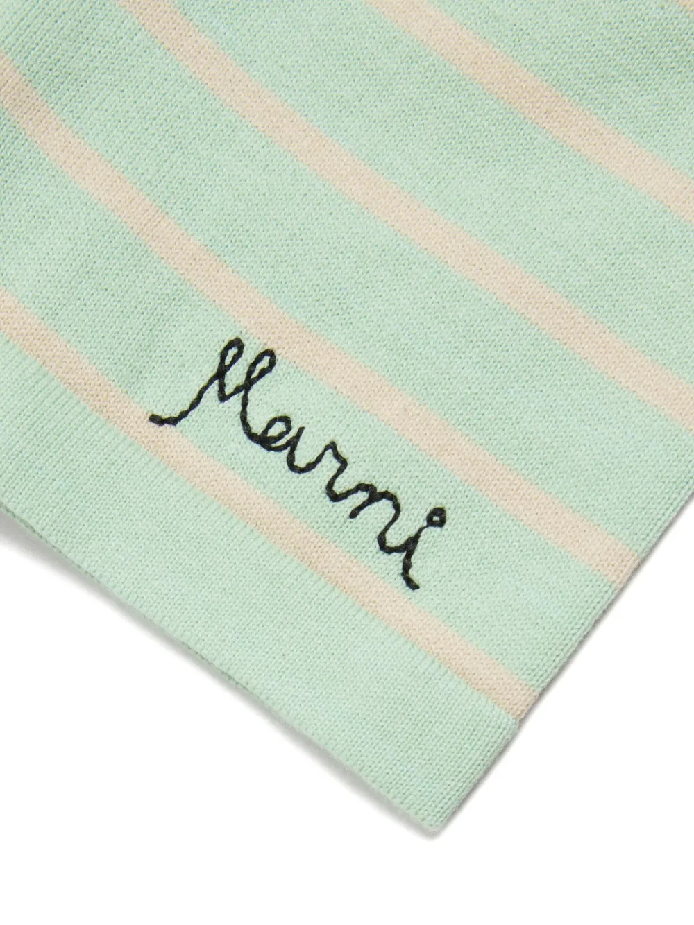 Шорты в полоску с вышитым логотипом Marni Kids, зеленый — фото 4