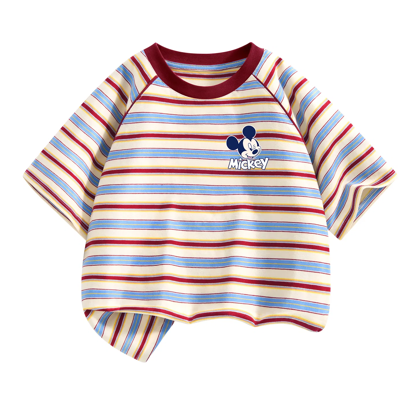 Футболка детская с полосками Disney Kids Crew Neck Thin Stretch, красный