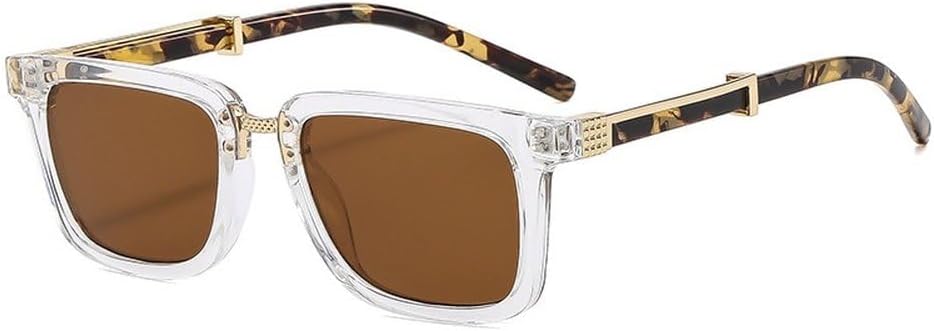 

Мужские солнцезащитные очки в стиле ретро, ​​квадратные, двухцветные, с градиентным переходом цвета, защита от УФ-излучения UV400; женские солнцезащитные очки в стиле панк с леопардовым принтом SKFGNX, Transparent Tea