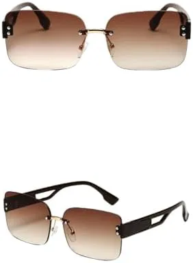 

Ретро-очки без оправы прямоугольной формы для женщин, винтажные солнцезащитные очки с алмазной огранкой для мужчин, классические винтажные очки UV400 MTZJH, Blue Pink