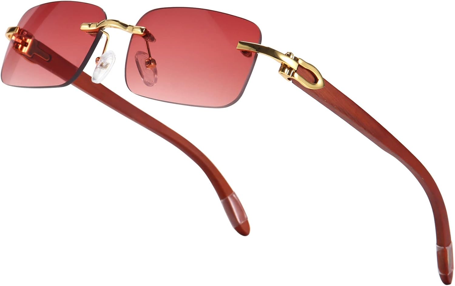 

Солнцезащитные очки Dollger без оправы, прямоугольной формы, для мужчин и женщин, в стиле хип-хоп, деревянные, маленькие квадратные, без оправы, 70-е и 90-е годы, B5:natural Wood Legs-gold/Red