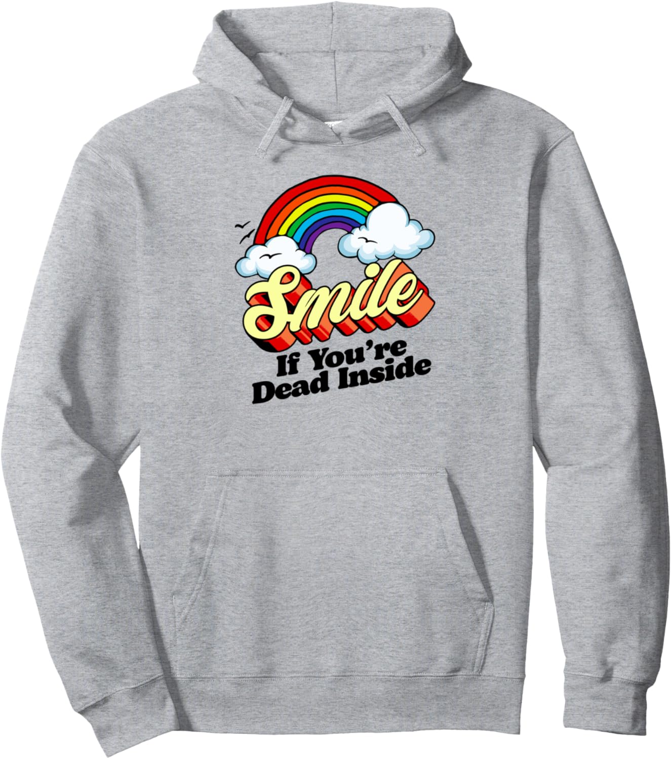 

Улыбнись, если внутри ты мертв. Забавная саркастическая пессимистичная толстовка с капюшоном The Thrillmatic, серый