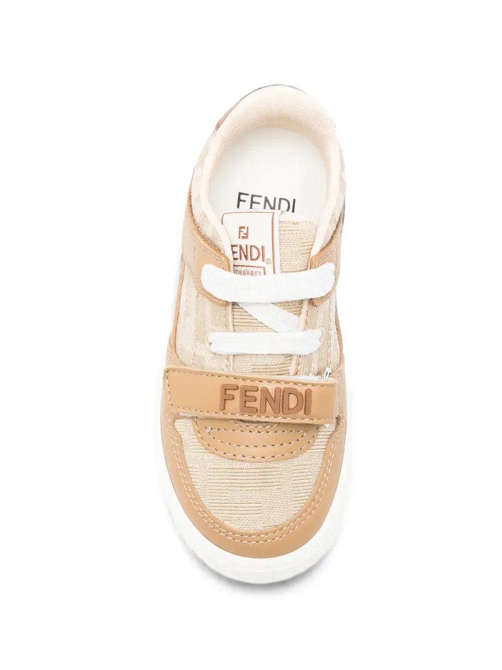 Кроссовки с тисненым логотипом Touch-Strap Fendi Kids, нейтральный — фото 3