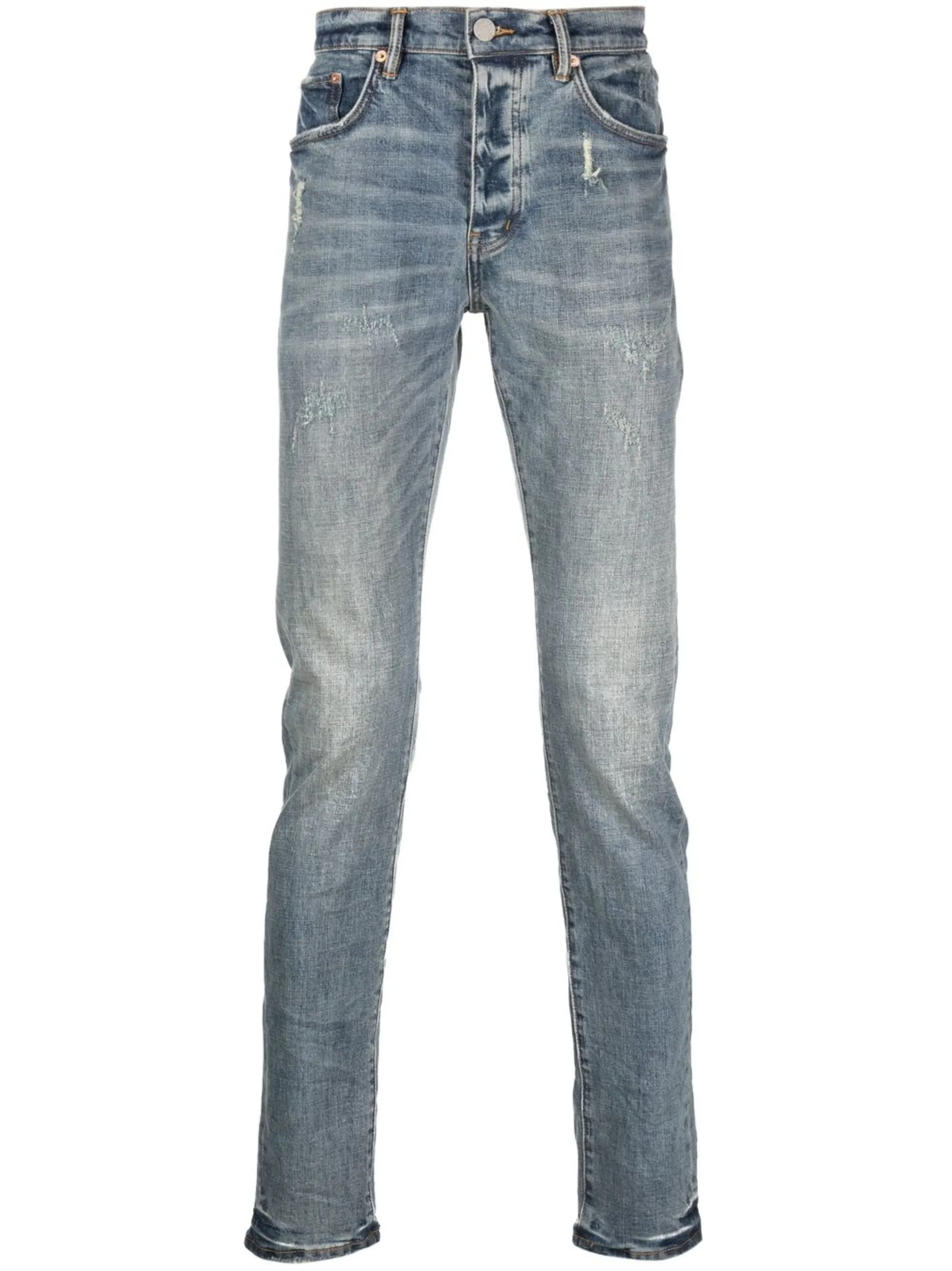 

Узкие джинсы с эффектом потертости Purple Brand, синий