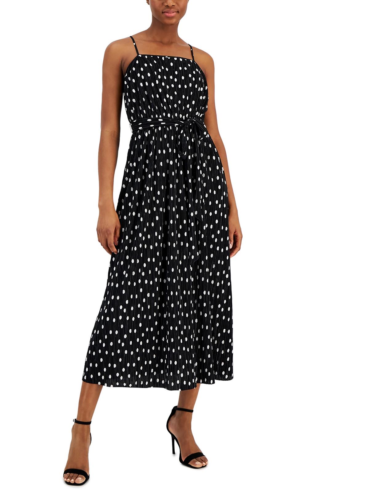 

Женское плиссированное платье миди в горошек Anne Klein, цвет anne black/bright white