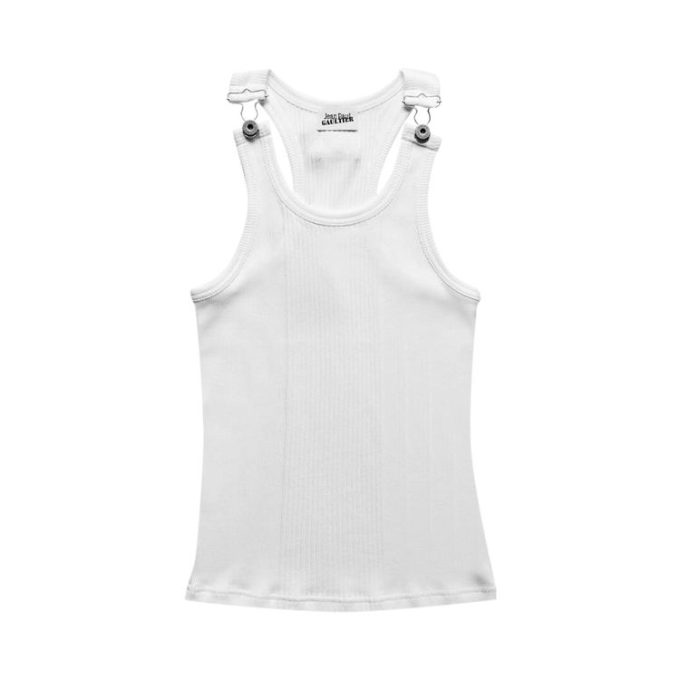 

Топ Jean Paul Gaultier Overall Buckle Ribbed Tank Top 'White', белый