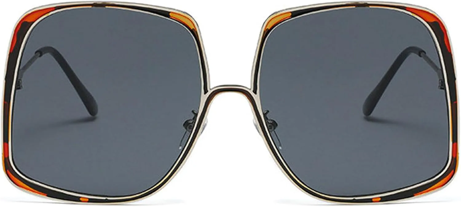 

Солнцезащитные очки Willochra Oversize Square Pilot для женщин и мужчин, роскошные солнцезащитные очки в металлической оправе, черные градиентные очки, C1