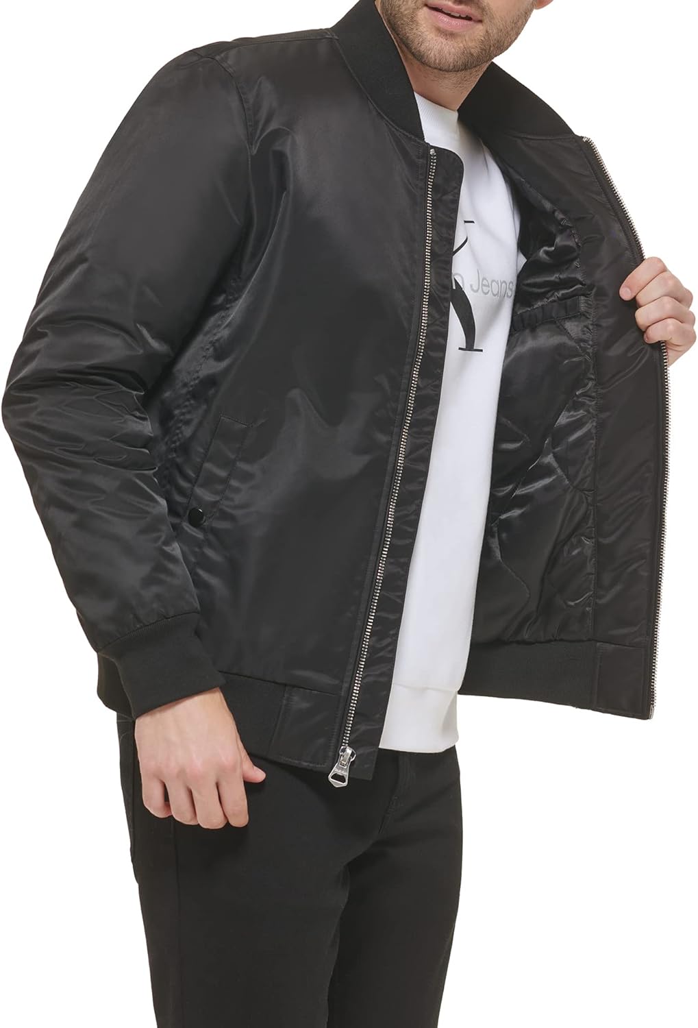 Мужская нейлоновая летная куртка Calvin Klein, Nylon Flight Black — фото 3