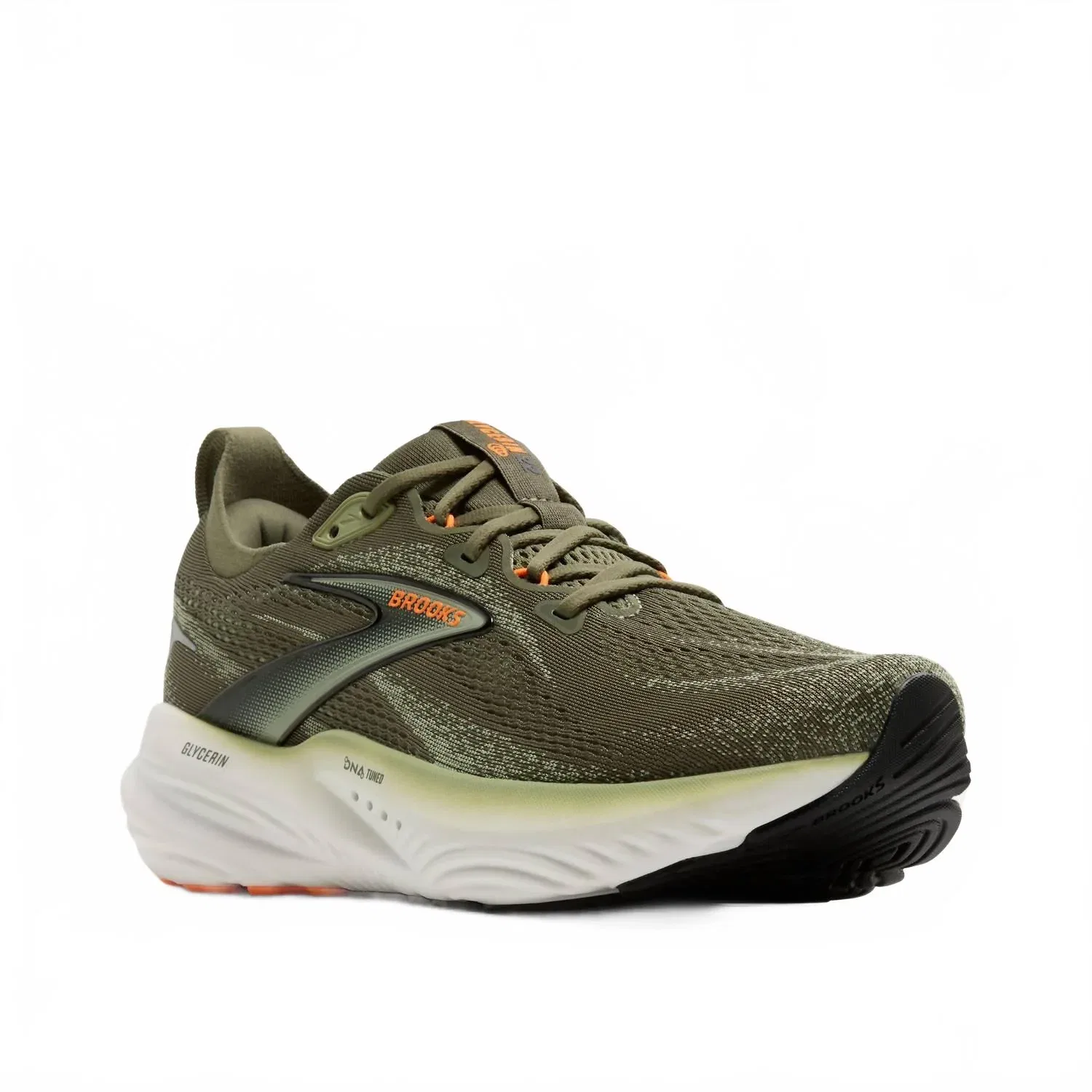 BROOKS Мужские кроссовки Glycerin 22, цвет пыльно-оливковый/чайный/оранжевый