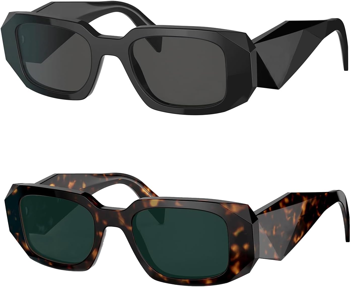 

BUTABY Модные прямоугольные солнцезащитные очки для женщин и мужчин, ретро-солнцезащитные очки в винтажном стиле, квадратная оправа, Black Frame Grey Lens+leopard Frame Dark Green Lens