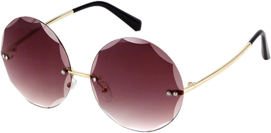 

Модные круглые солнцезащитные очки без оправы для женщин в стиле ретро с металлической оправой и кристальными вставками, прозрачные линзы, модные очки большого размера MTZJH, C5