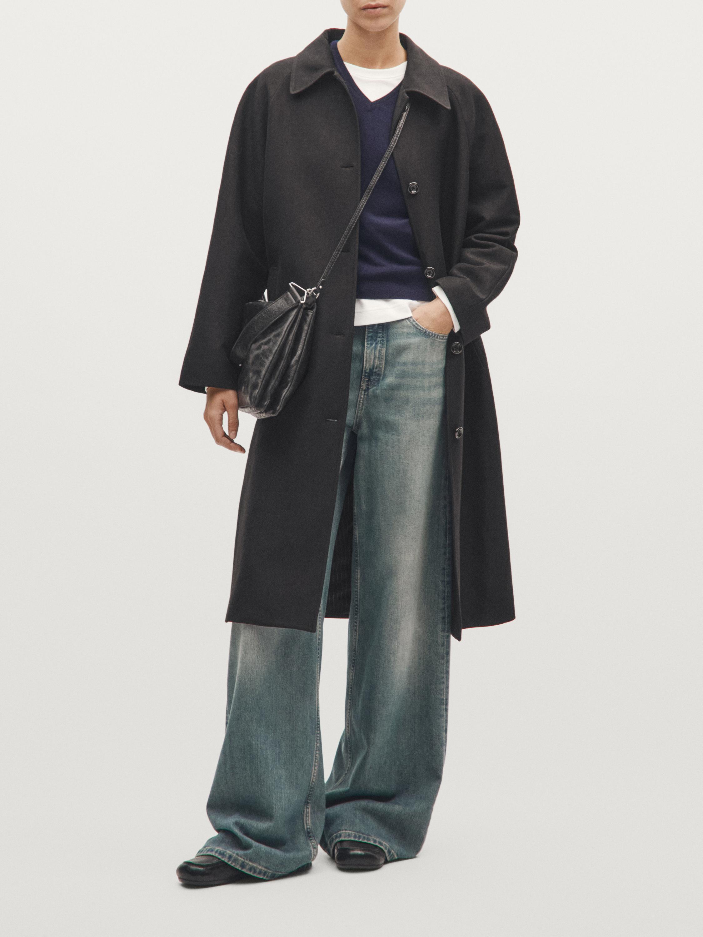 

Большая сумка из кожи наппа с отделениями Massimo Dutti, черный