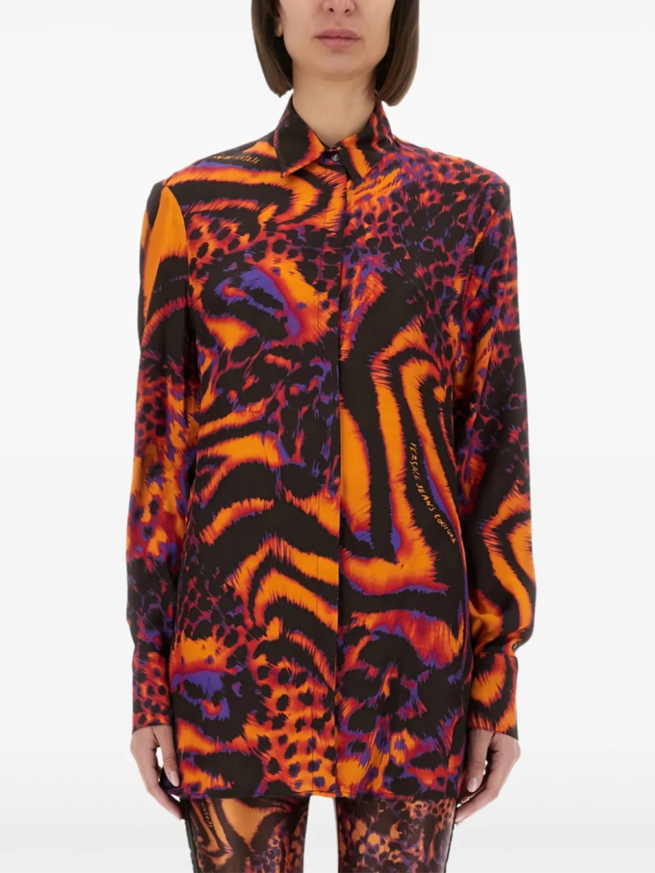 

Рубашка с абстрактным животным принтом Versace Jeans Couture, черный