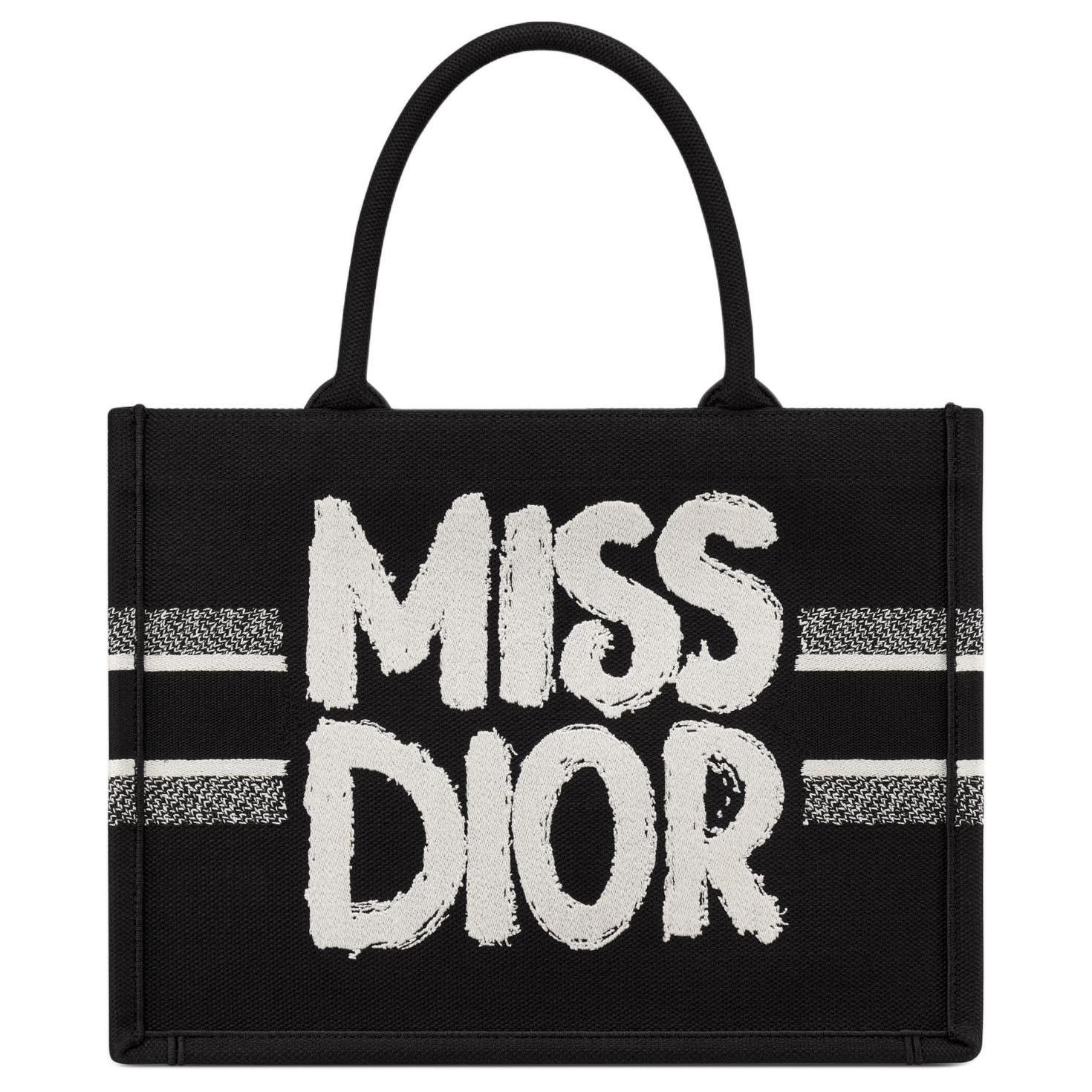 

Сумка-шоппер BookToteMiss Dior с вышивкой, женская, черного цвета, среднего размера
