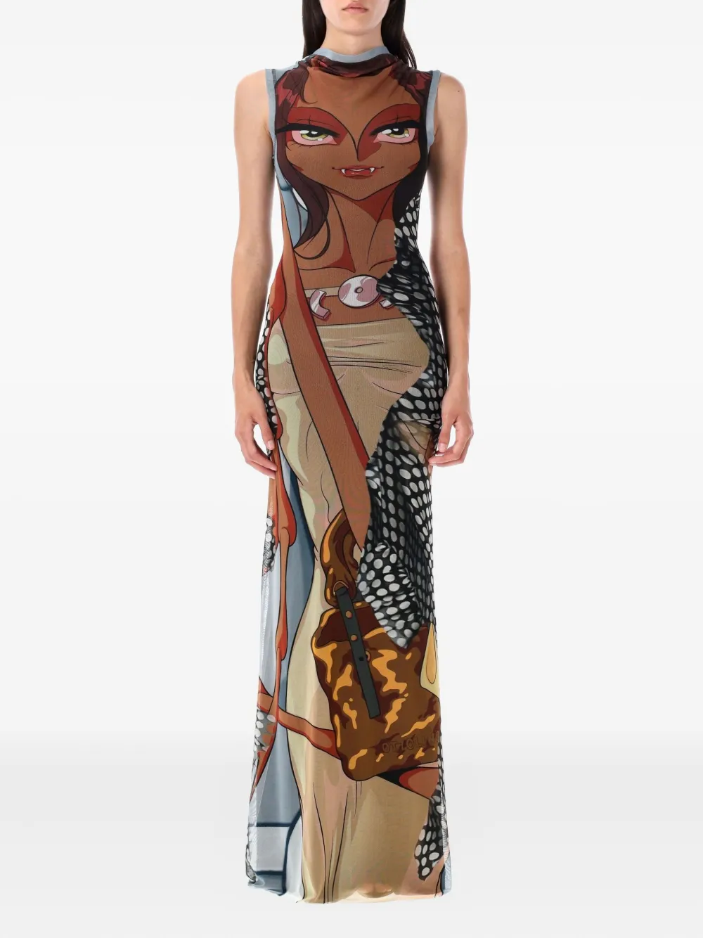 

Сетчатое макси-платье с принтом манга Ottolinger, коричневый