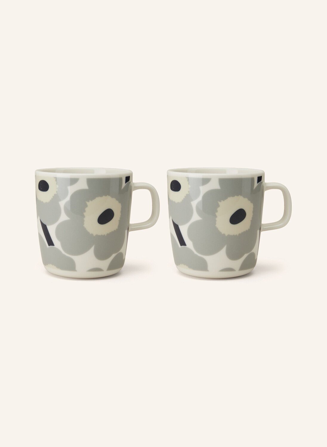 

2 шт - Кружка Marimekko OIVA/UNIKKO, 400 мл, цвет ecru/hellgrau/schwarz