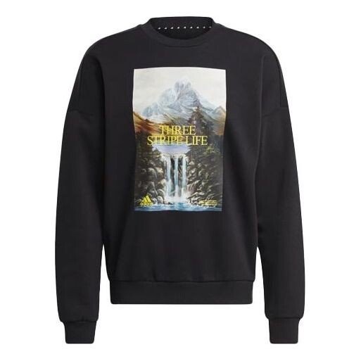 

Толстовка adidas Training Sports Printing Loose Round Neck Pullover Black, черный