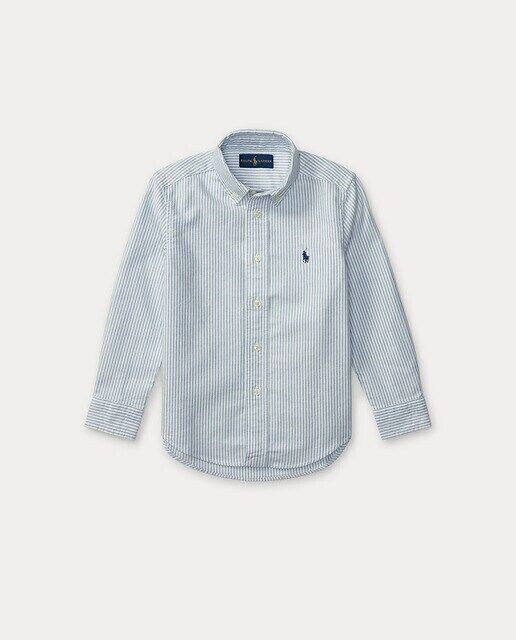 

Полосатая хлопковая рубашка для мальчика Polo Ralph Lauren, светло-синий