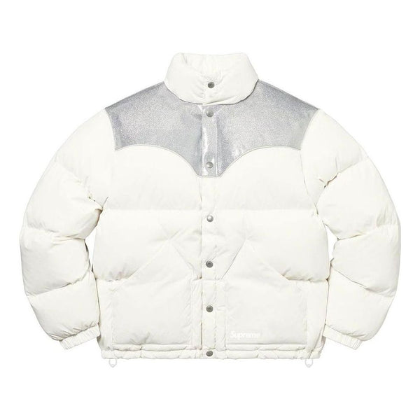 

Куртка glitter yoke down puffer jacket 'white silver' Supreme, белый