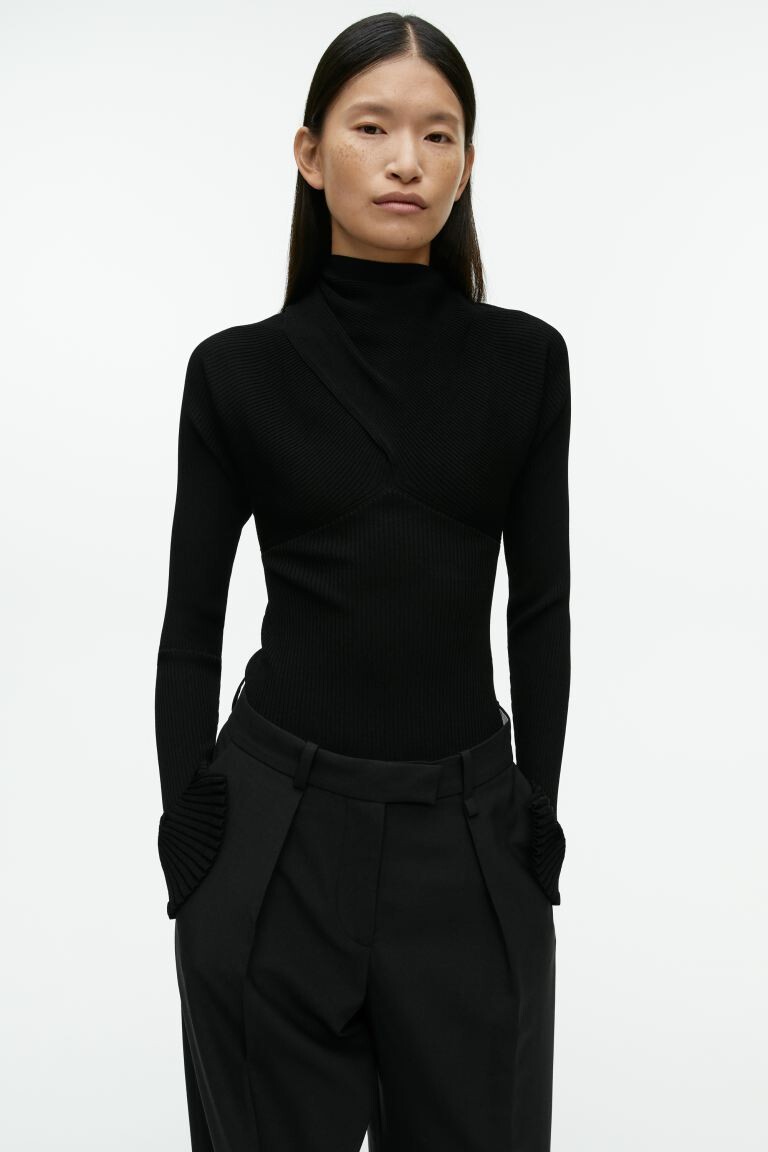 

Топ с длинными рукавами и шарфом H&M, черный