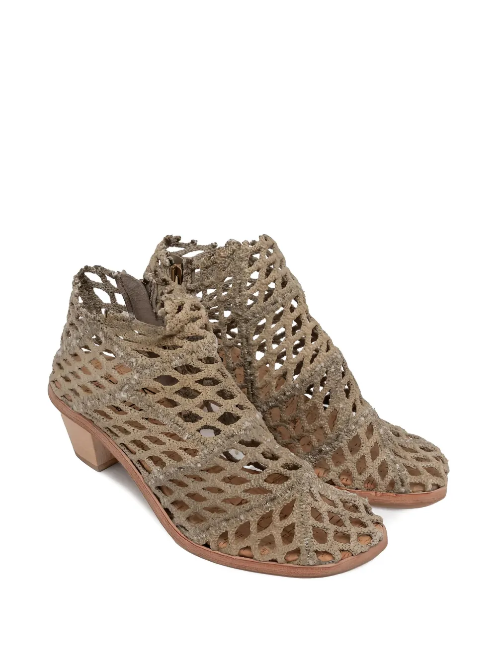 Сетчатые ботильоны на блочном каблуке VERDURA SHOES, нейтральный — фото 2