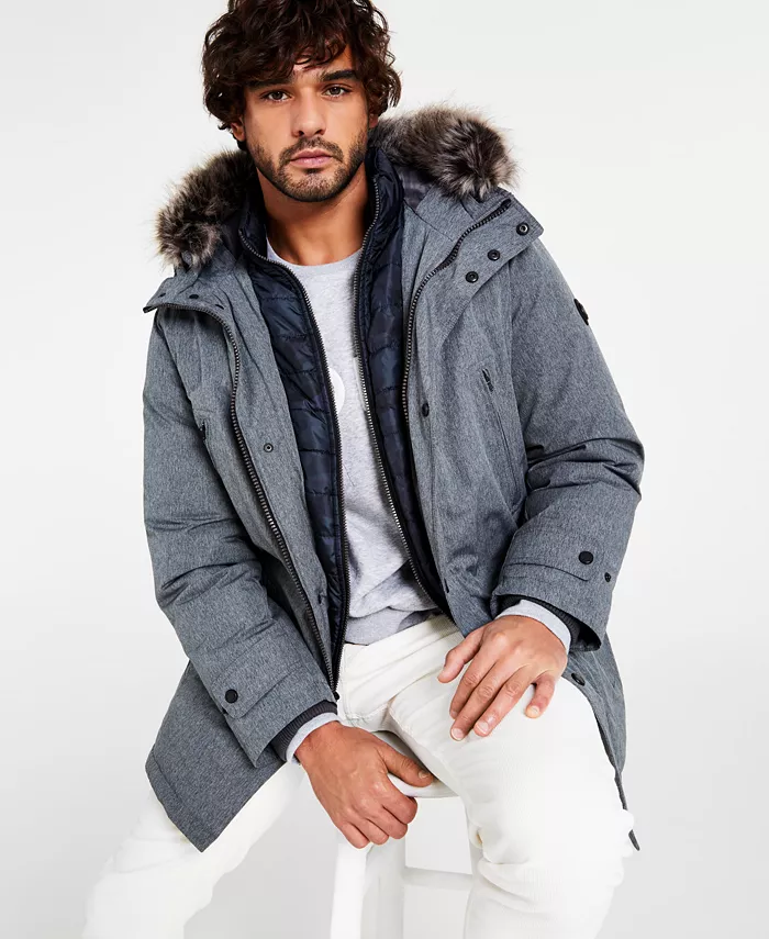 

Парка с капюшоном и нагрудником Michael Kors Men's Hooded Bib Snorkel Parka, серый