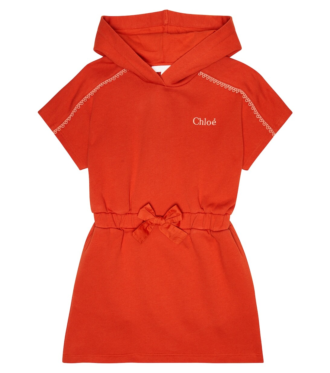 

Хлопковое мини-платье с капюшоном Chloé, оранжевый