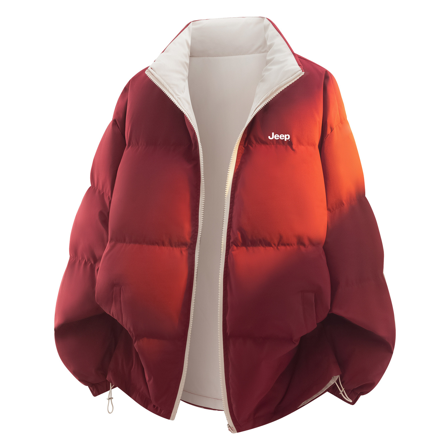 

Пуховик Unisex с воротником стойкой без капюшона утепленный Jeep, burgundy