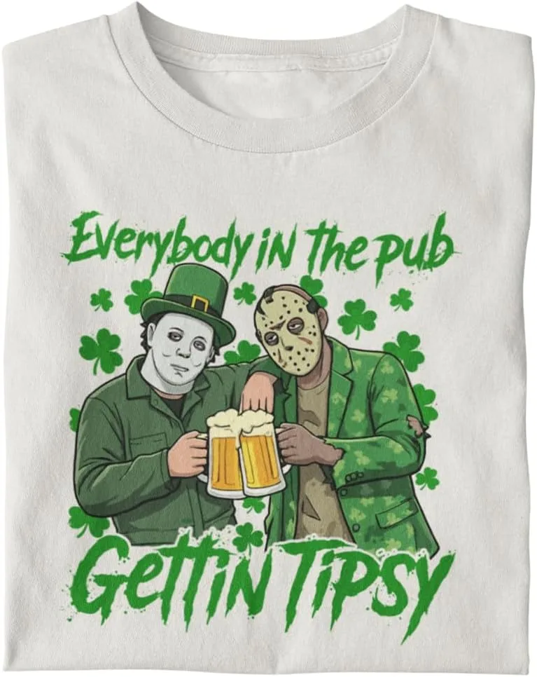 Футболка Jason and Michael Getting Tipsy | Saint Patrick's Day Funny Horror Graphic Unisex — фото 3