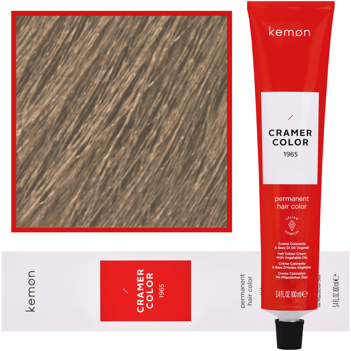 

Kemon, Cramer Color, Кремовая краска для волос с растительными маслами 9.08 Very Light Nordic Natural Blonde, 100 мл
