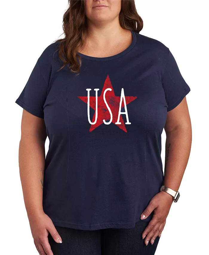 

Футболка большого размера с круглым вырезом и принтом звезды Americana USA Hybrid Apparel, синий