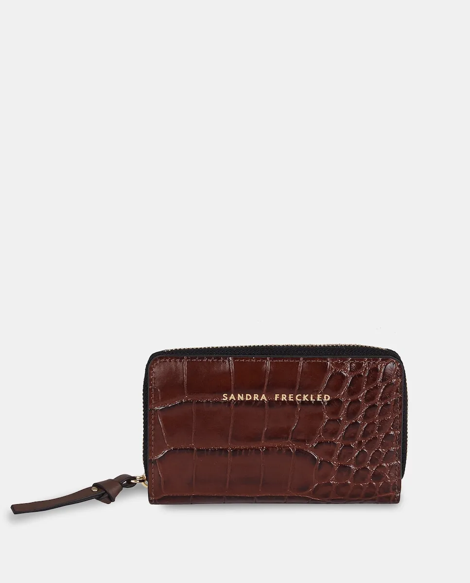 

Женский кошелек с молнией из тисненой кожи Sandra Freckled, темно-коричневый