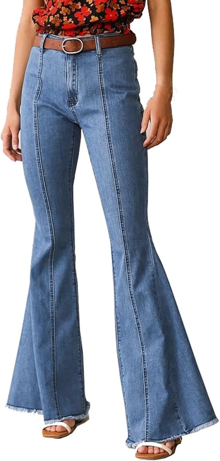 

Женские джинсы Bell Bottom Mid High Waist с потертым подолом