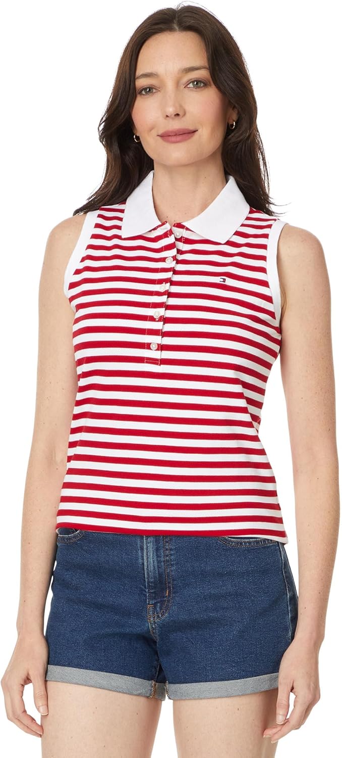 

Женская рубашка-поло с вышитым логотипом Tommy Hilfiger, Scarlet/Bright White