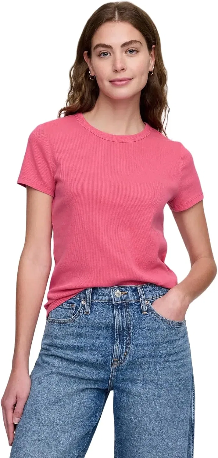 Футболка женская с коротким рукавом, GAP, малиновый