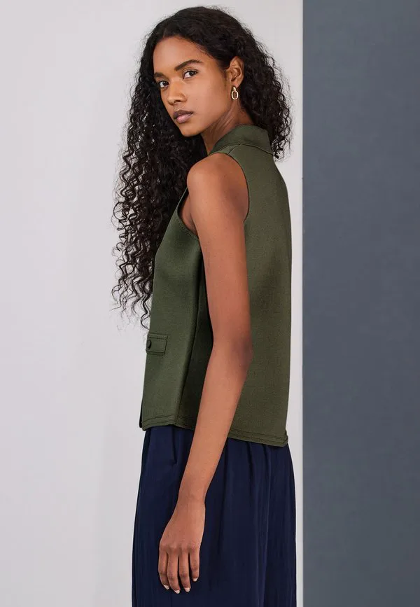 Элегантный жилет стандартного кроя на пуговицах Next, Khaki Green — фото 2
