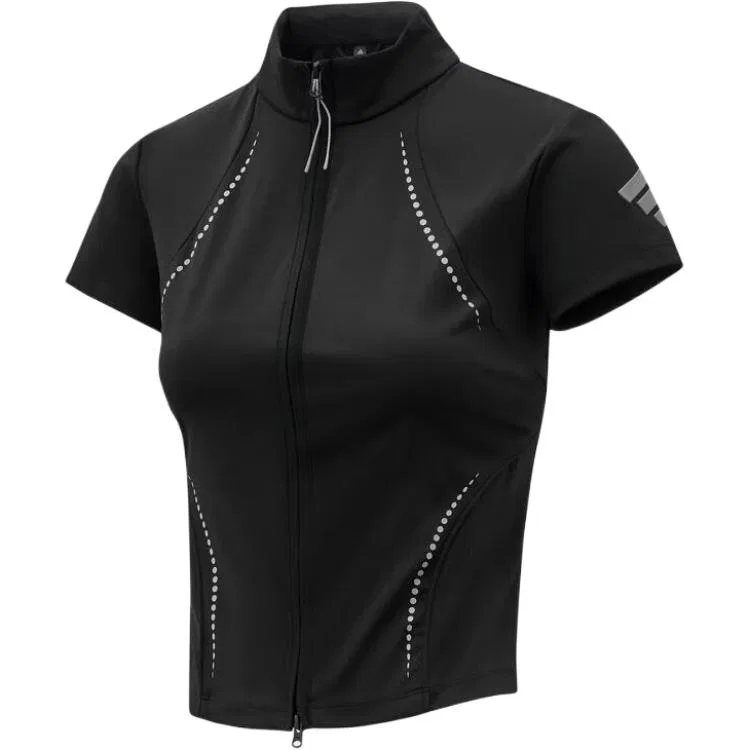 Футболка FOS для женщин, черная, со стойкой, умеренная Adidas, Black