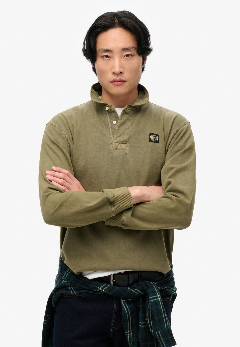 

Лонгслив Polo shirt Superdry, темно-серый