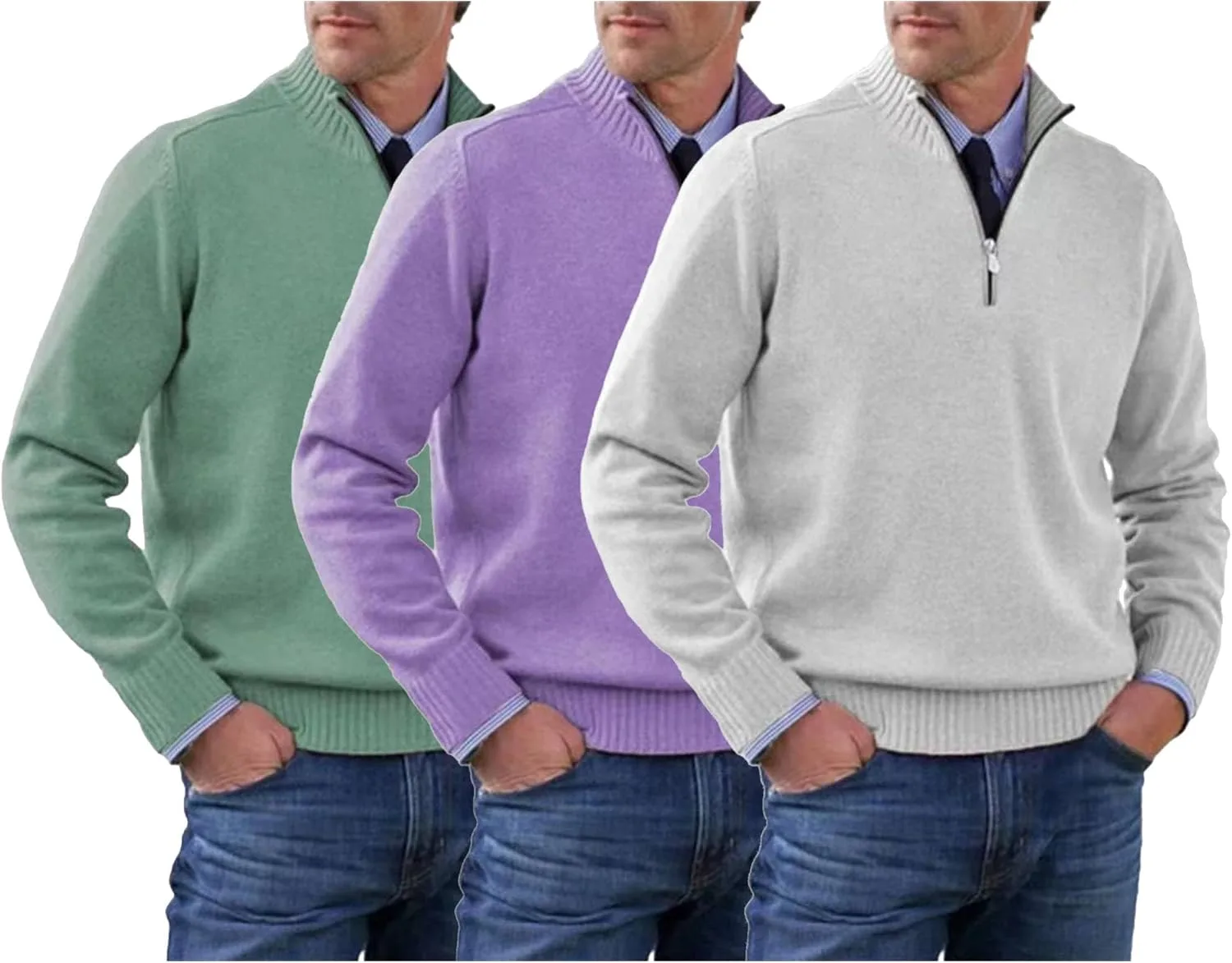 

Мужской свитер с четвертью молнии Maiyifu-GJ Slim Fit