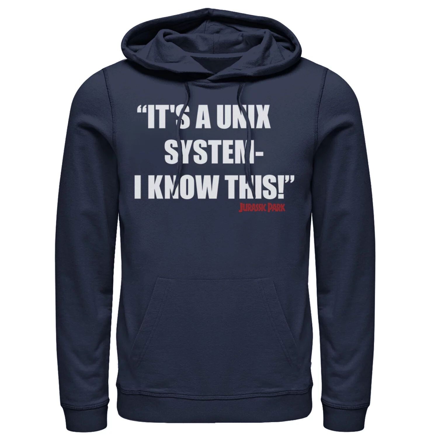 

Мужская толстовка с капюшоном «Парк Юрского периода. Это Unix-система. Я знаю эту толстовку». Licensed Character, синий