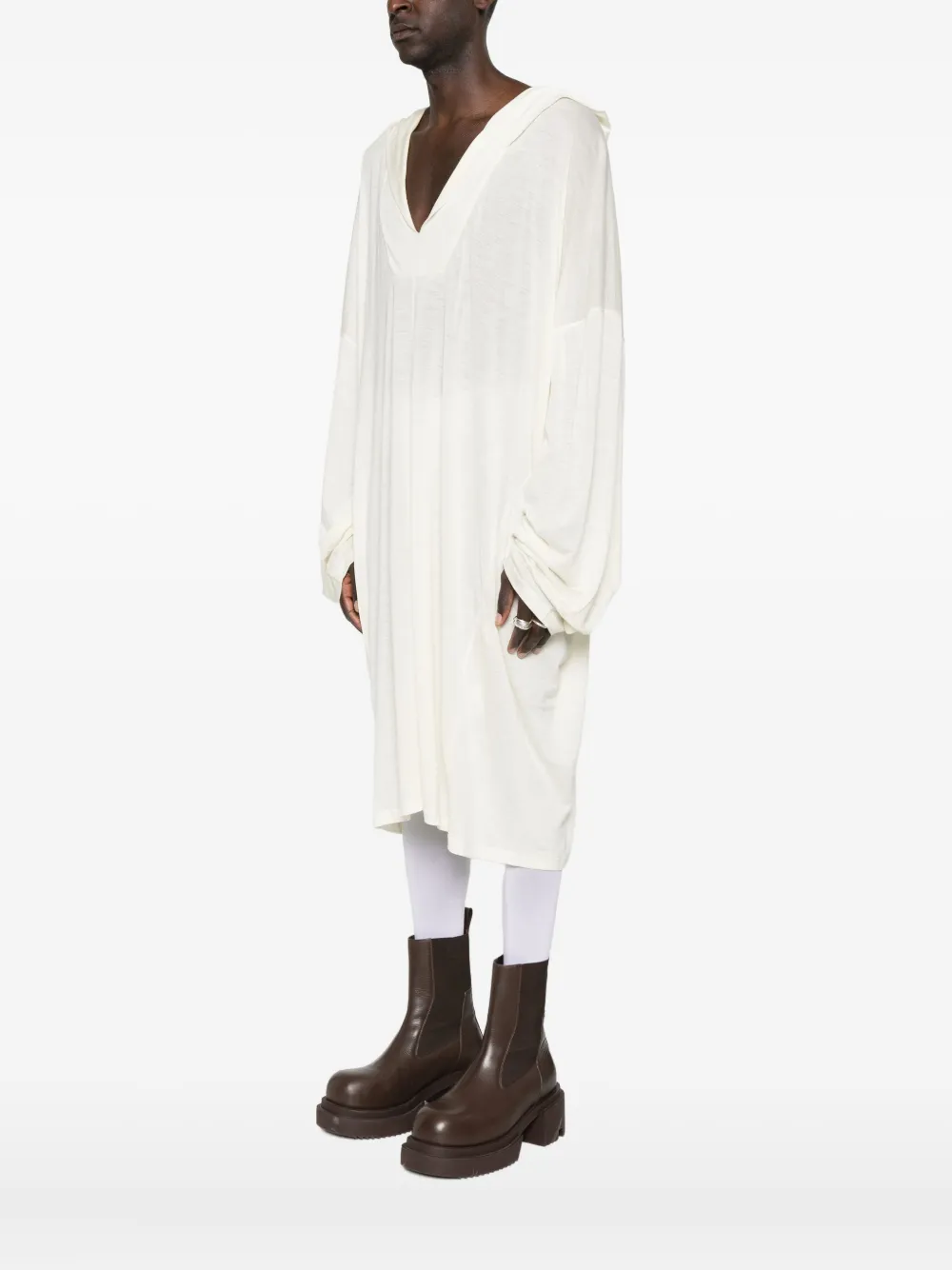 Драпированная удлиненная футболка Rick Owens, белый — фото 3