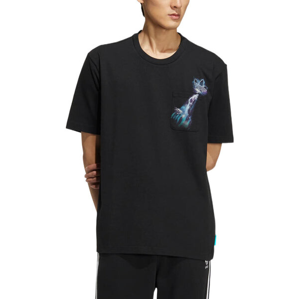 Футболка adidas originals Y2k Tee 3 Casual Gradient Solid Color Pattern Sports Round Neck Pocket Short Sleeve Black, мультиколор — фото 2