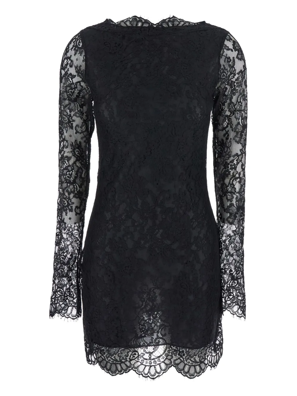 

Кружевное мини-платье с длинными рукавами Semicouture, черный