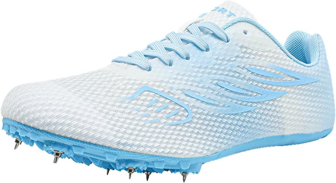 

Кроссовки для спринта DONFAAUK унисекс, сетчатые беговые кроссовки для мужчин, женщин и детей, модные кроссовки с шипами для трассы, синий