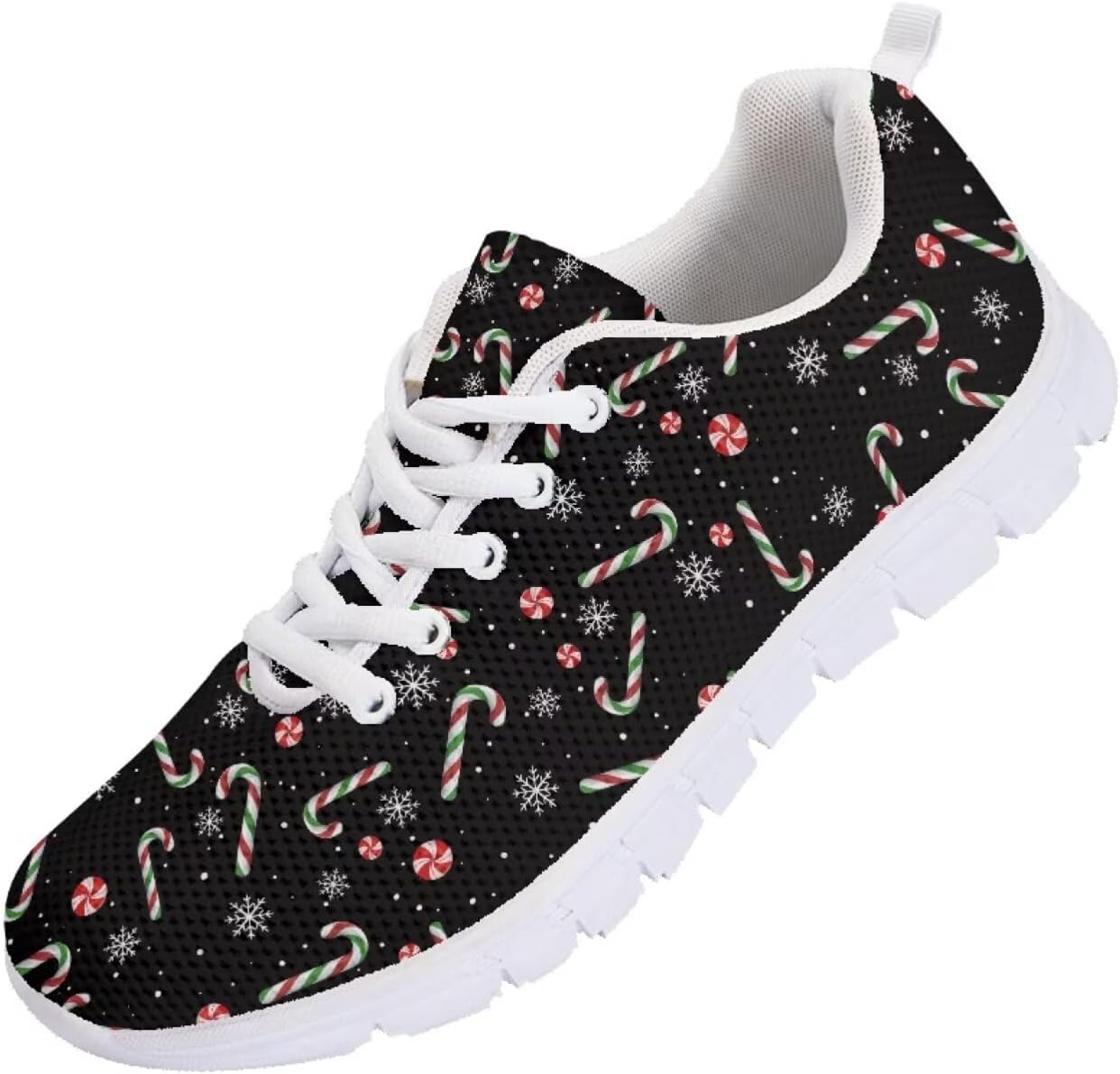 

Мужские кроссовки Funnydude Funny Print 2025 Осень, легкие беговые кроссовки с дышащей сеткой, Christmas Cane