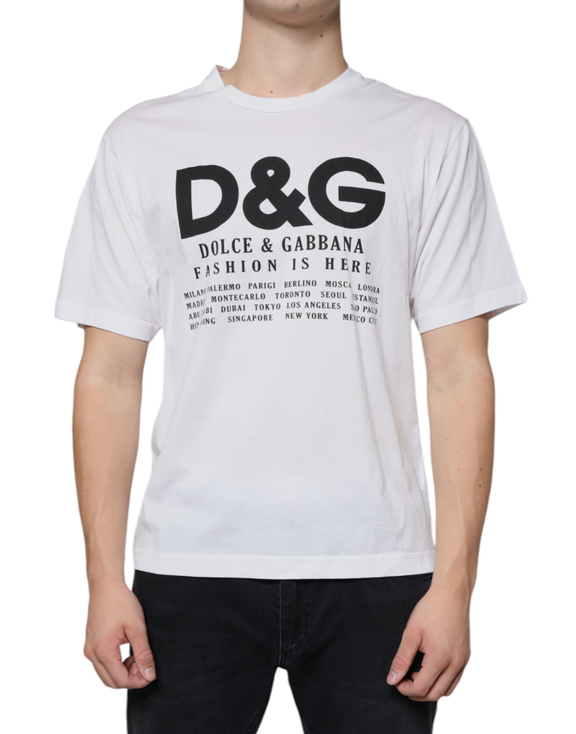 Белая хлопковая повседневная футболка с принтом логотипа DG Dolce & Gabbana