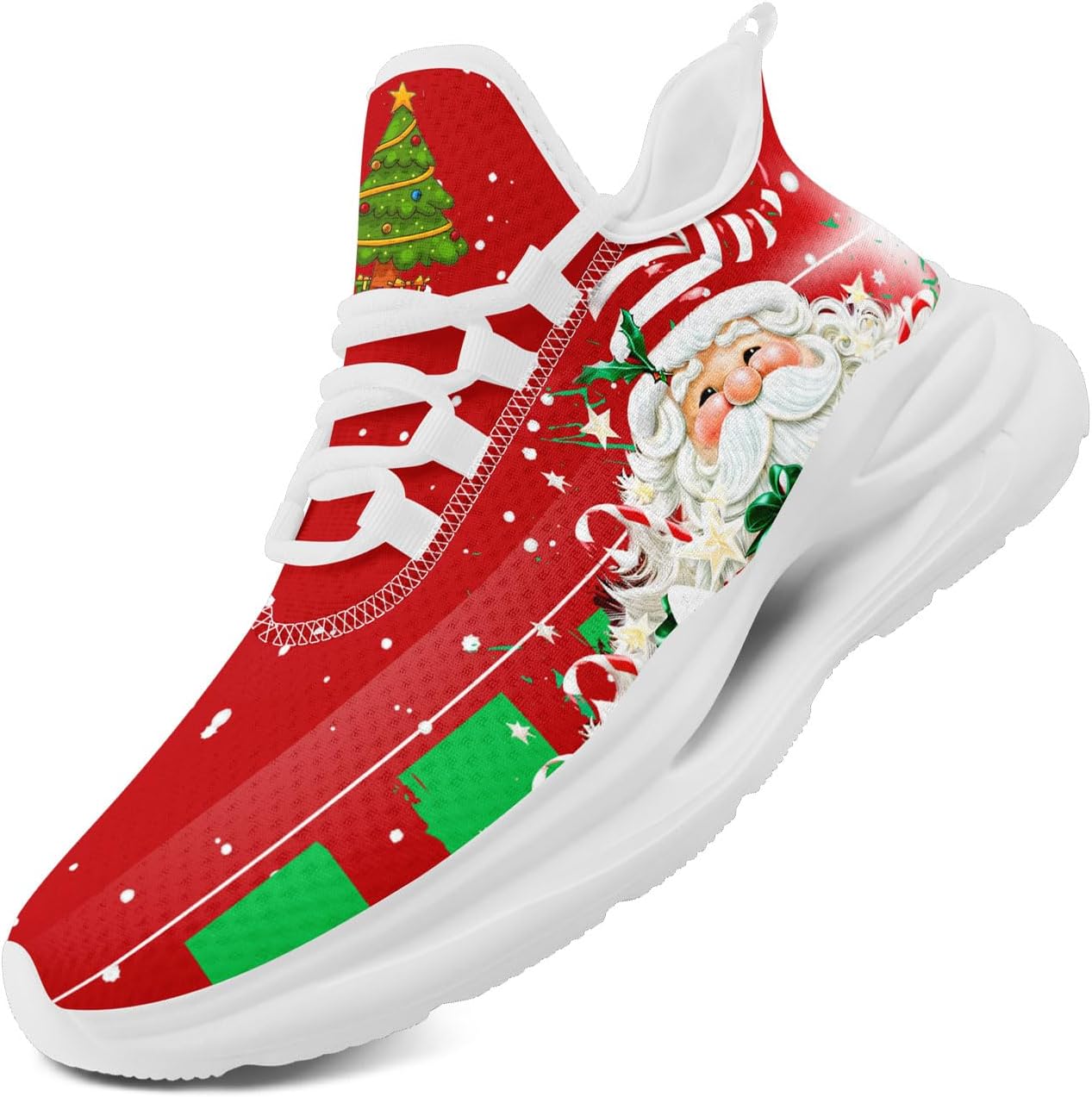 

Кроссовки с рождественской тематикой Санта-Клауса для мужчин и женщин - удобные теннисные и ходовые обувь, амортизирующие спортивные кроссовки для тренировок Coolcustomize, красный