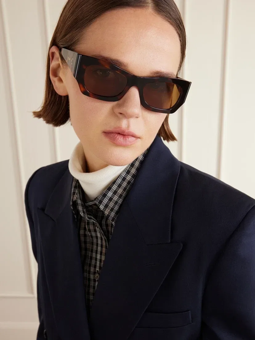 Солнцезащитные очки-авиаторы с черепаховой оправой из ацетата CELINE EYEWEAR, коричневый — фото 2